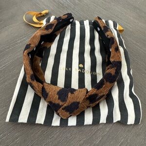 Lele Sadoughi classic knotted corduroy cheetah headband.